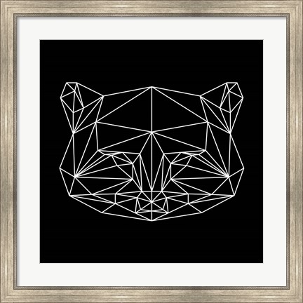 Framed Black Raccoon Polygon Print