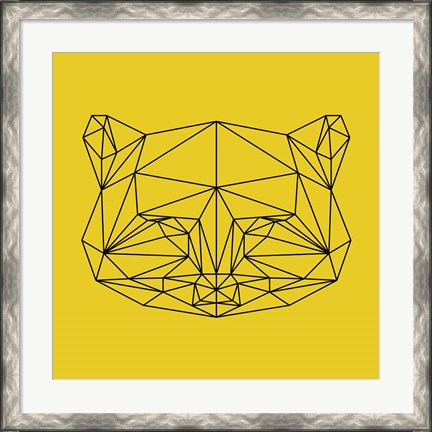 Framed Yellow Raccoon Polygon Print