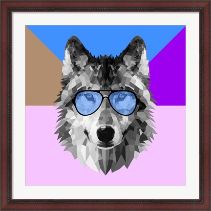 Framed Woolf in Blue Glasses Print