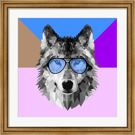 Framed Woolf in Blue Glasses Print