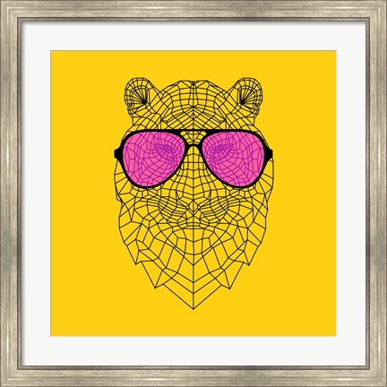 Framed Tiger in Pink Glasses Print