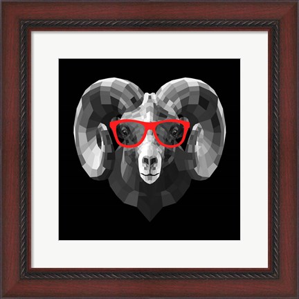 Framed Ram in Red Glasses Print