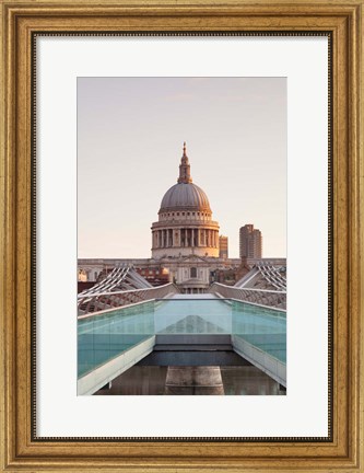 Framed St. Paul&#39;s Cathedral, Millennium Bridge, London, England Print