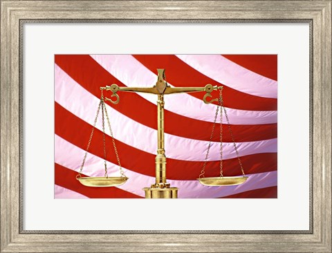 Framed Scales of Justice American Flag Print