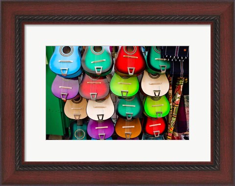 Framed Colorful Guitars, Downtown Los Angeles Print