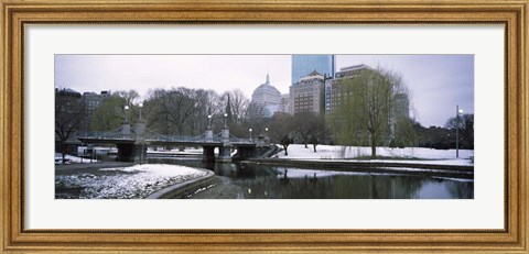 Framed Snow in Boston Public Garden, Suffolk County, Massachusetts Print