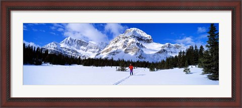 Framed Skier Ptarmigan Peak Wall of Jericho, Skoki Valley, Canada Print