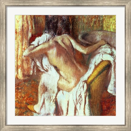 Framed Woman drying herself Print