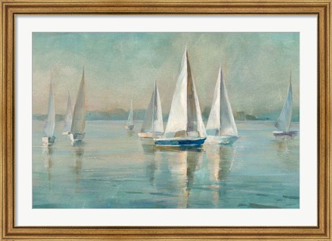 Framed Sailboats at Sunrise Print