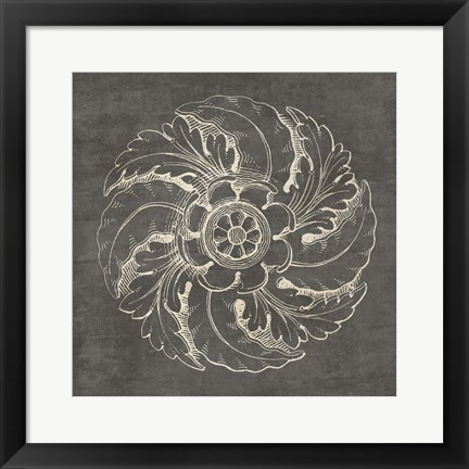 Framed Rosette IV Gray Print