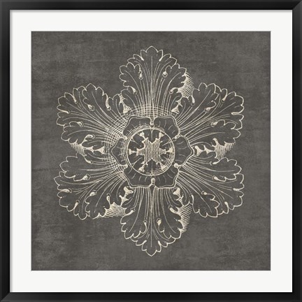 Framed Rosette V Gray Print