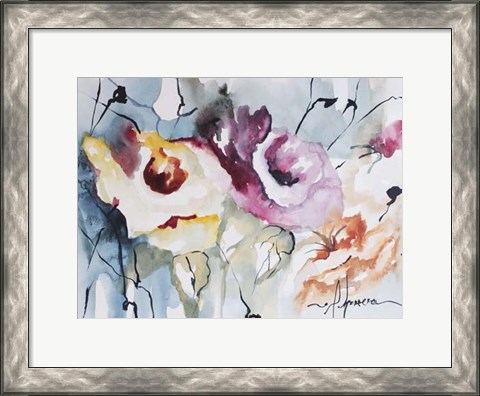 Framed Blooms Aquas IV Print