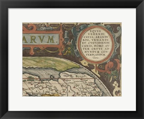 Framed Antique World Map Grid III Print