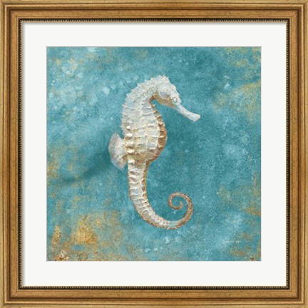 Framed Treasures from the Sea I Aqua Print