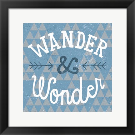 Framed Mod Triangles Wander and Wonder Blue Print