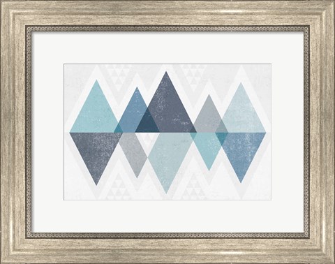 Framed Mod Triangles II Blue Print