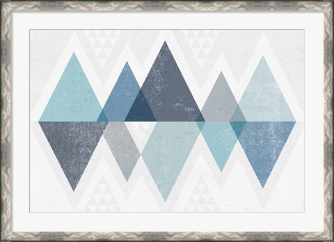 Framed Mod Triangles II Blue Print