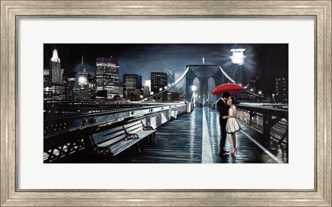 Framed Kissing on Brooklyn Bridge II Print