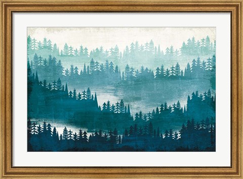 Framed Mountainscape Blue Print