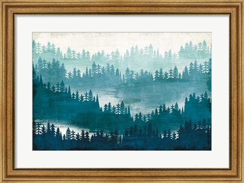 Framed Mountainscape Blue Print