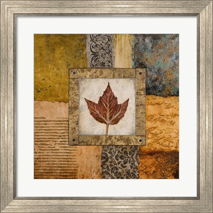 Framed Fallen Leaf I (red) Print