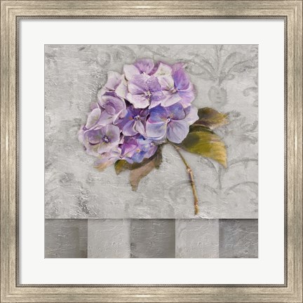 Framed Hydrangeas &amp; Stripes II Print