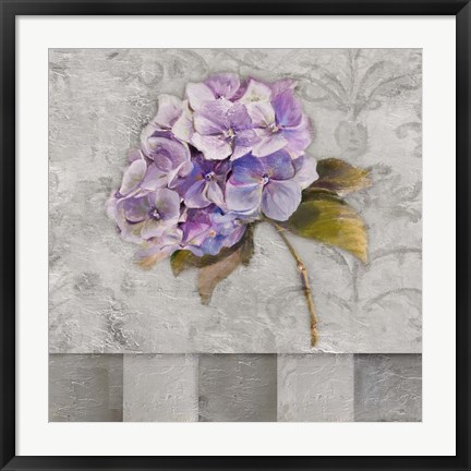 Framed Hydrangeas &amp; Stripes II Print