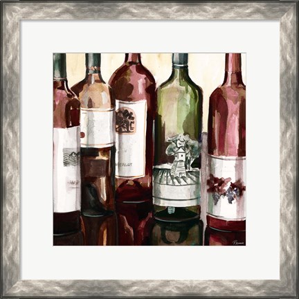 Framed B&amp;G Bottles Square II Print