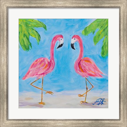 Framed Fancy Flamingos III Print