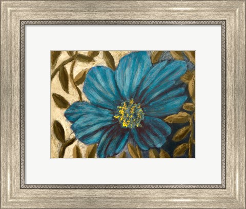 Framed Simple Blue Garden I Print