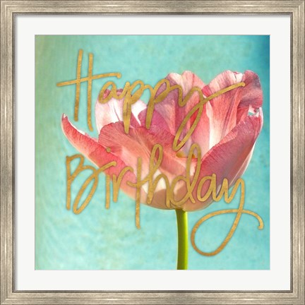 Framed Pink Tulip Birthday Print