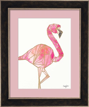 Framed Origami Flamingo Print