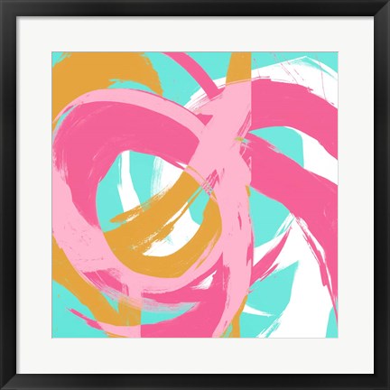 Framed Pink Circular Strokes II Print