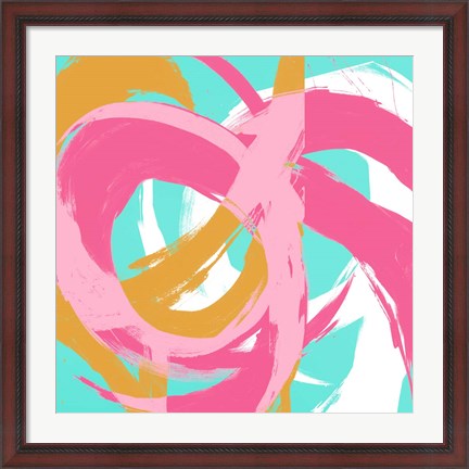 Framed Pink Circular Strokes II Print