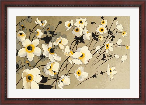 Framed Anemones Japonaises Blancs Print