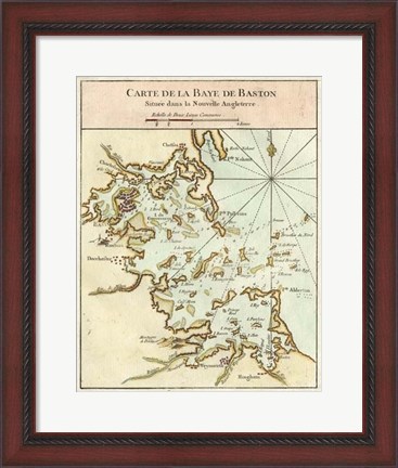 Framed Petite Map of the Port of Boston Print