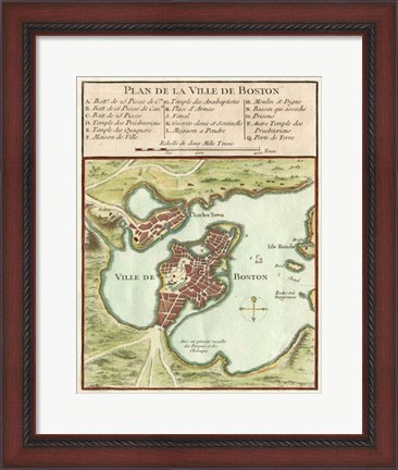 Framed Petite Map of the City of Boston Print