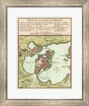 Framed Petite Map of the City of Boston Print