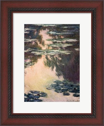 Framed Waterlilies with Weeping Willows, 1907 Print