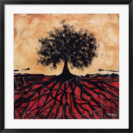 Framed Tree with Roots I Print