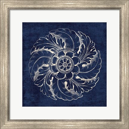 Framed Rosette IV Indigo Print