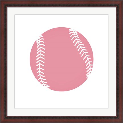 Framed Baby Pink Softball on White Print