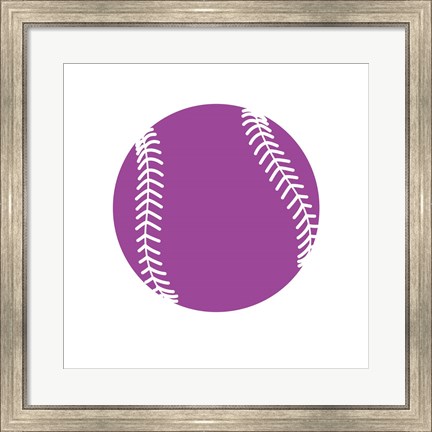 Framed Violet Softball on White Print