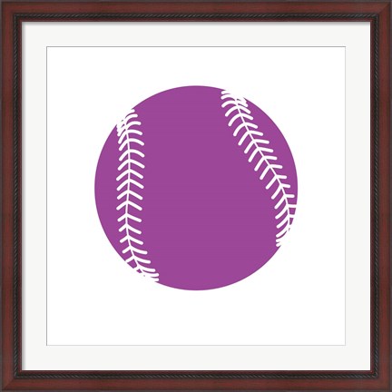 Framed Violet Softball on White Print