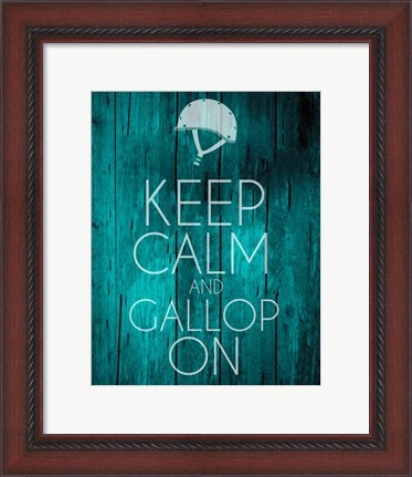 Framed Keep Calm and Gallop On - Teal Print