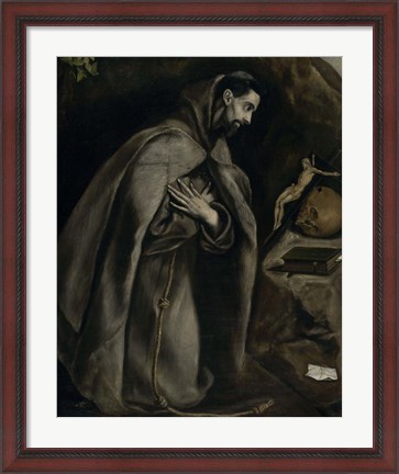 Framed Saint Francis in Prayer Before a Crucifix, c. 1590 Print