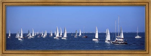 Framed Boats in Regatta, Brittany, France Print