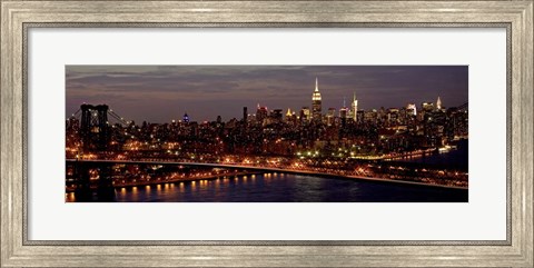 Framed Midtown Manhattan and Williamsburg Bridge 1 Print