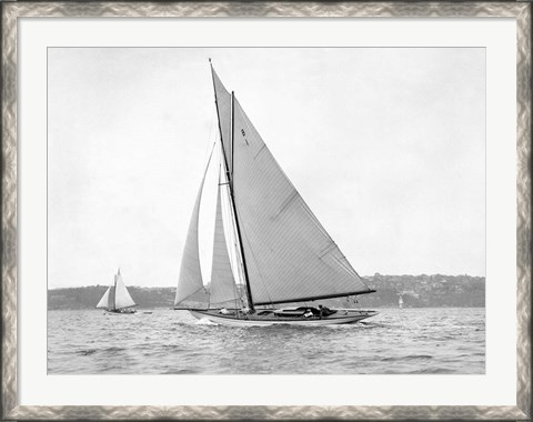 Framed Victorian sloop on Sydney Harbour, 1930 Print