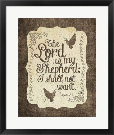 Framed Psalm 23 The Lord is My Shepherd - Bird Border Print